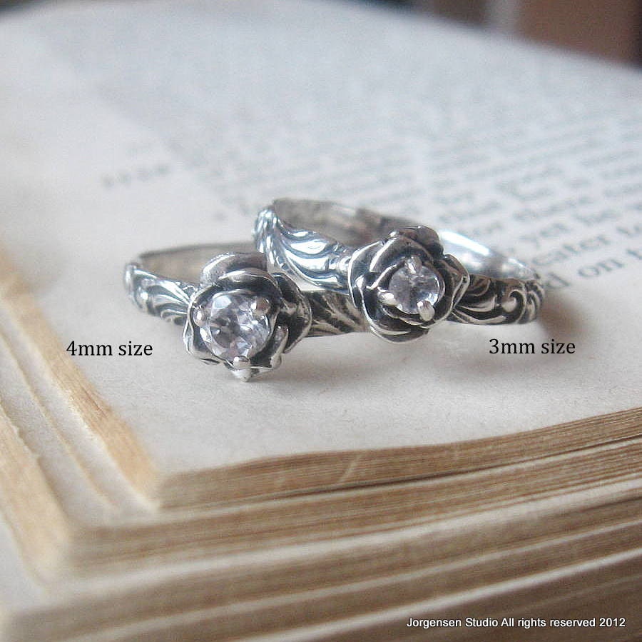 Flower Promise Ring or Simple Engagement Ring with Diamond Etsy