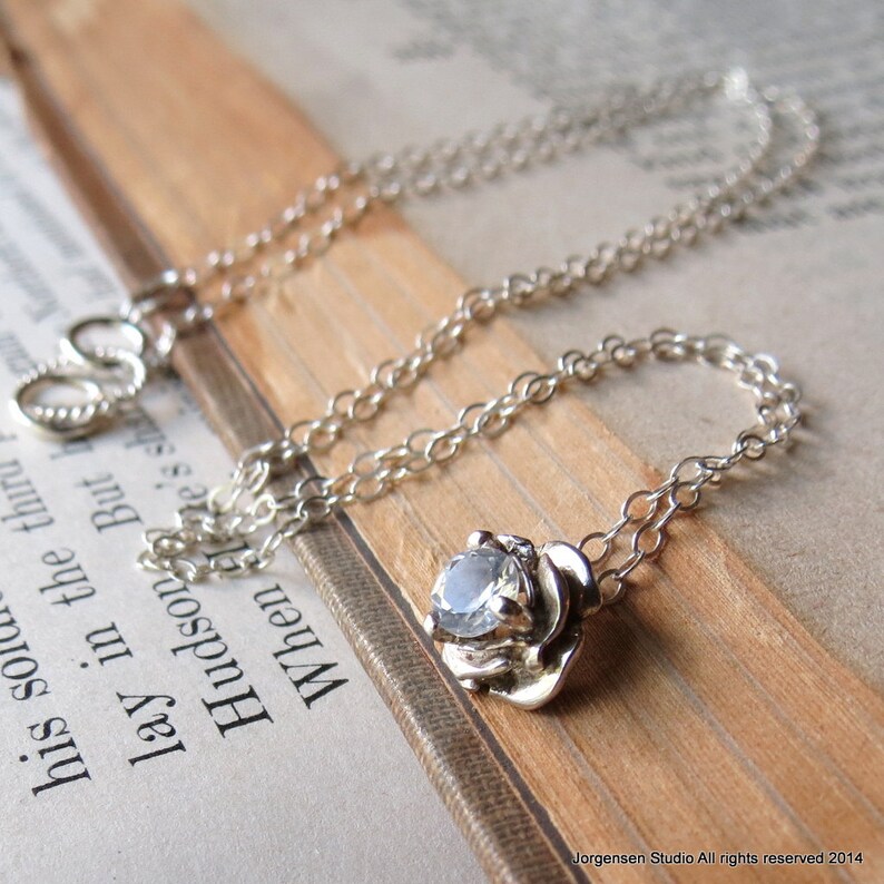 Gemstone Flower Necklace in Sterling Silver With Topaz Nature Etsy