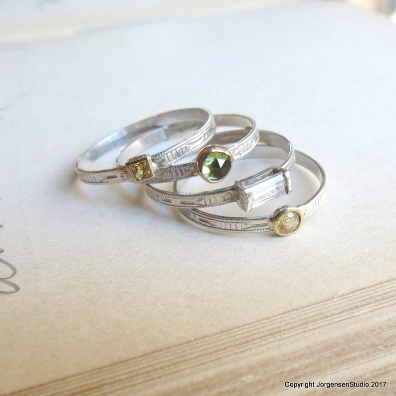 art deco stackable rings