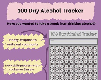 100 Day Alcohol Tracker Download - Gray