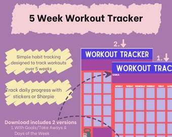 5 Week Workout Tracker - Purple/Red