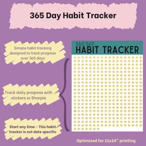 Habit Tracker - 365 Day - Digital Download - Green/Yellow