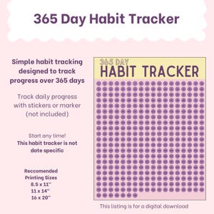 Habit Tracker - 365 Days- Digital Download - Pink/Yellow