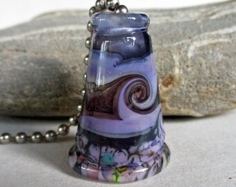 Purple glass lampwork bead ceiling fan pull chain, handmade fob on metal chain, designer decor lamp pull, incense holder