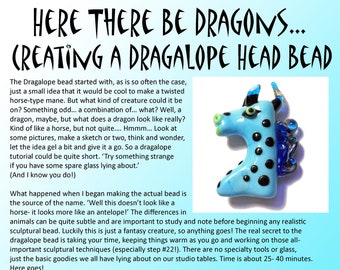 Lampwork glass dragon head TUTORIAL, Handmade Lampwork glass bead tutorial instructions, making a flamework glass dragalope glass bead