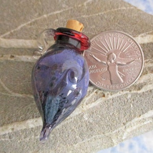 Purple lampwork glass vial miniature amphora bottle jewelry, pendant necklace, potion, aromatherapy, cremains glass bead vessel image 3