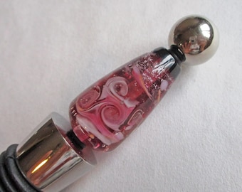 Bouchon à vin en perles de verre au chalumeau, grande perle d'art artisanale rose doré, bouchons de liège en acier inoxydable, pendaison de crémaillère, fournitures de cuisine, SRA