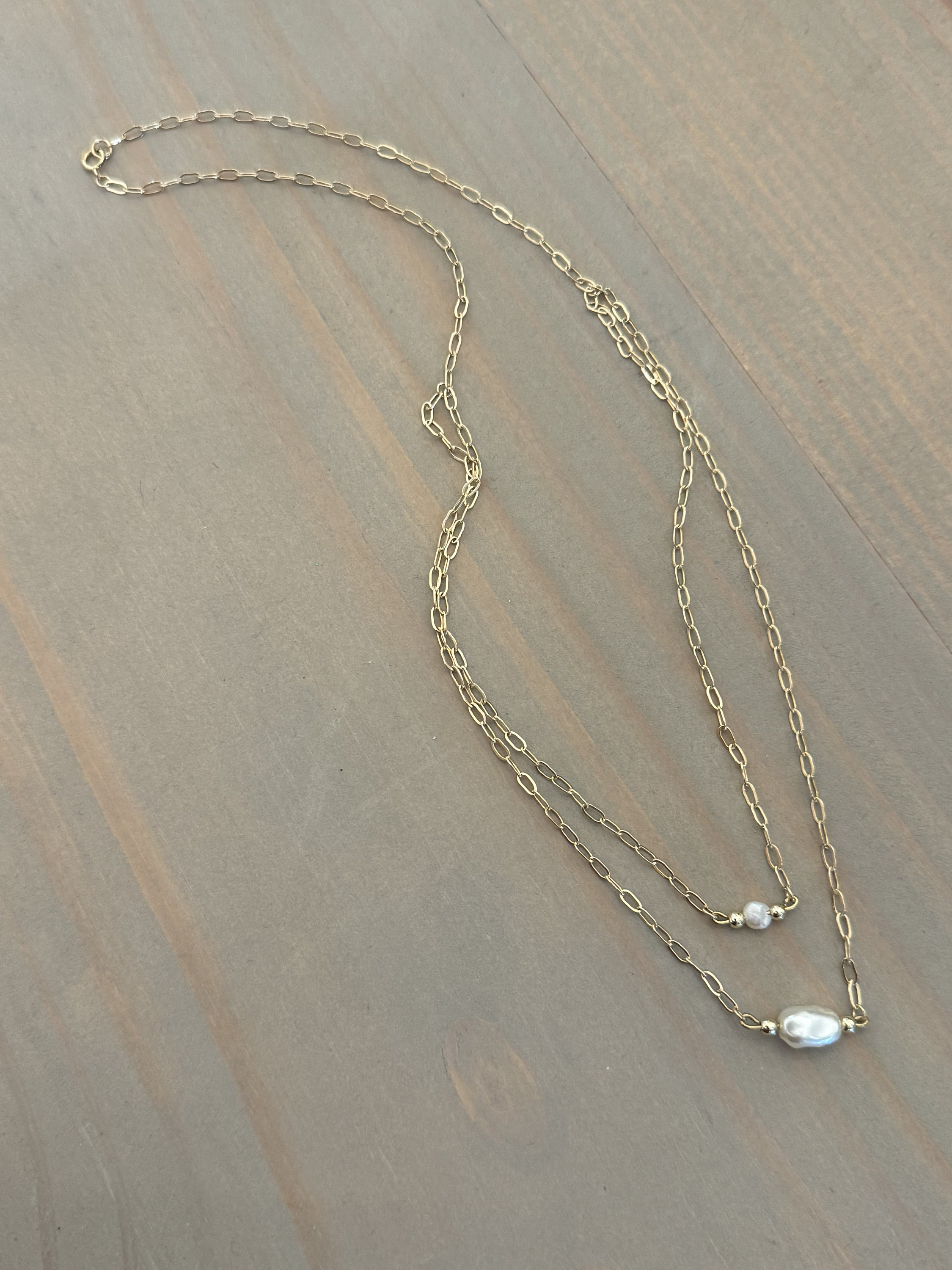 Double Paperclip And Rope Chain Double Layered Paperclip Chain Necklace With Medium Size Pearls - Etsy