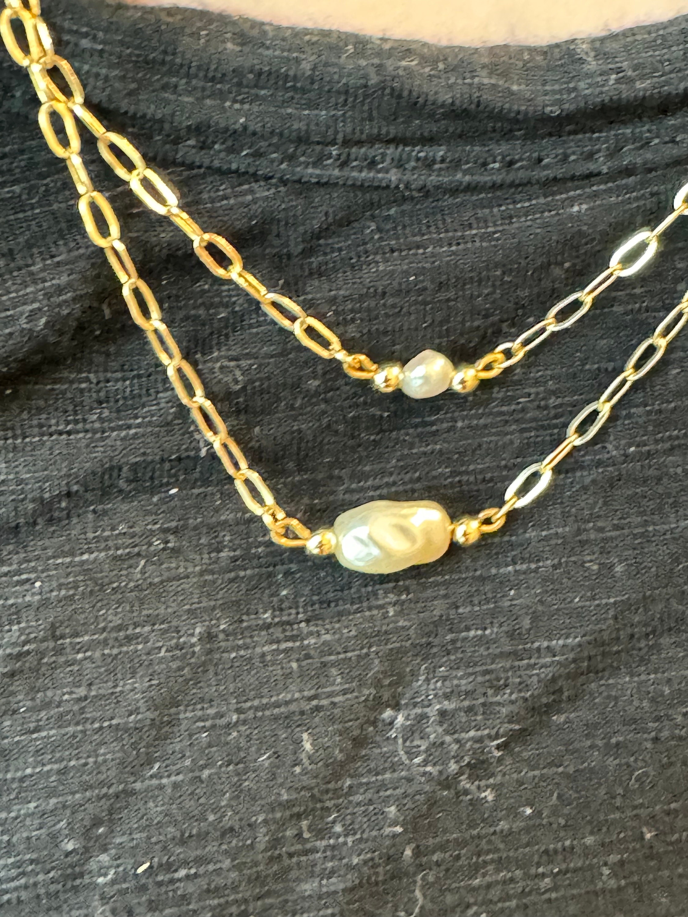 Double Paperclip And Rope Chain Double Layered Paperclip Chain Necklace With Medium Size Pearls - Etsy