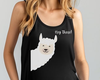 Cute Fun Alpaca Llama Women's Flowy Racerback Tank