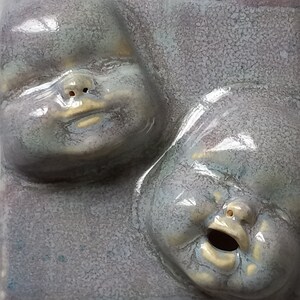 Two Face Wall Tile, Mid Range Stoneware, ready to ship, Susan Kniffin Davidson Ceramics, Kniffin Pottery image 2