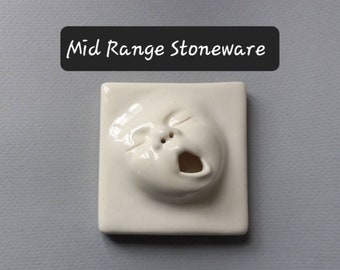 Baby Face Wall Tile, Mid Range Stoneware, ready to ship, Susan Kniffin Davidson Ceramics, Kniffin Pottery