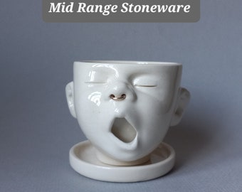 Baby Head Planter w/septum ring, Mid Range Stoneware, small, ready to ship, Susan Kniffin Davidson Ceramics, Kniffin Pottery