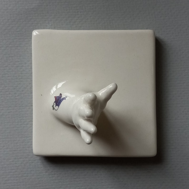 Hand Wall Tile w/Bird Tattoo, ready to ship, Susan Kniffin Davidson Ceramics, Kniffin Pottery image 1