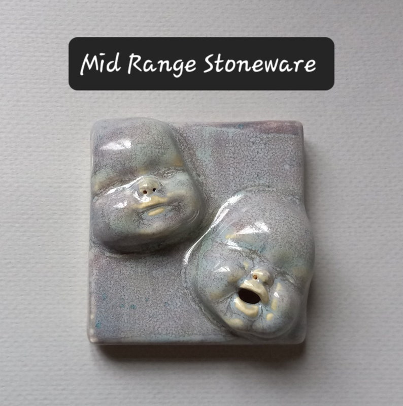 Two Face Wall Tile, Mid Range Stoneware, ready to ship, Susan Kniffin Davidson Ceramics, Kniffin Pottery image 1