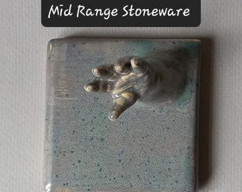 Baby Hand Wall Tile, Mid Range Stoneware, ready to ship, Susan Kniffin Davidson, Kniffin Pottery