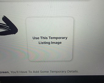 May include: A white box with the text "Use This Temporary Listing Image" on a computer screen.