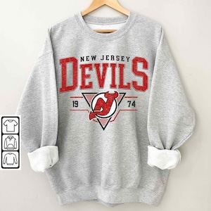 Vintage 90s New Jersey Devils Shirt, Crewneck New Jersey Devils Sweatshirt, New Jersey Hockey Gift
