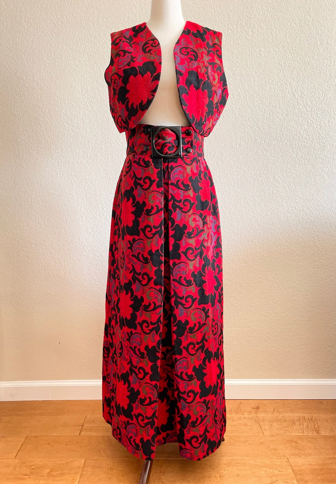 Vintage 1960s Vest and High Waist Maxi Skirt Set by Robbie Bee Etsy