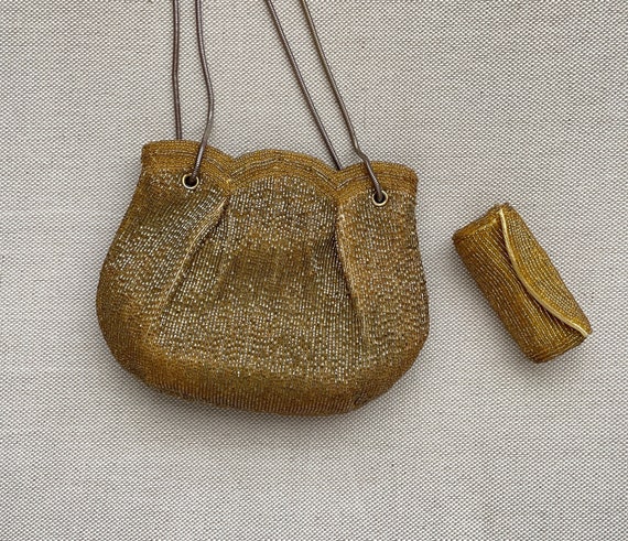 Beaded Sable Nacré Clutch Bag in Gold