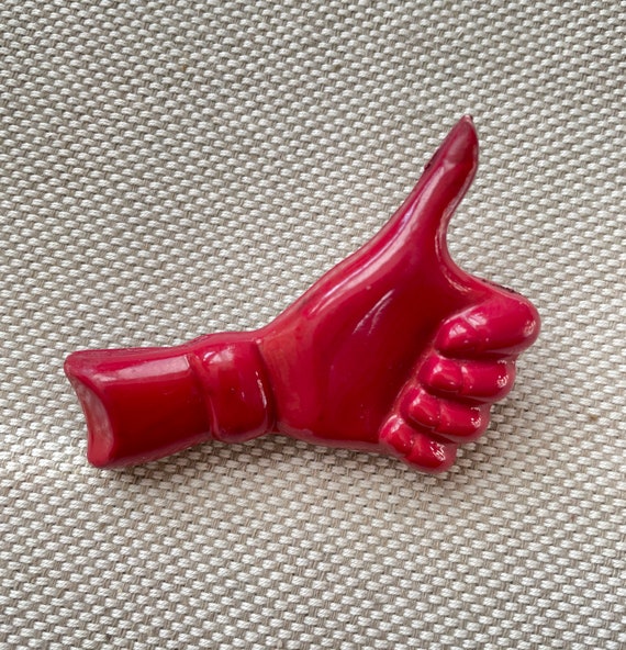 Rare Vintage 1940s Large Maroon "Thumbs up" Cellul