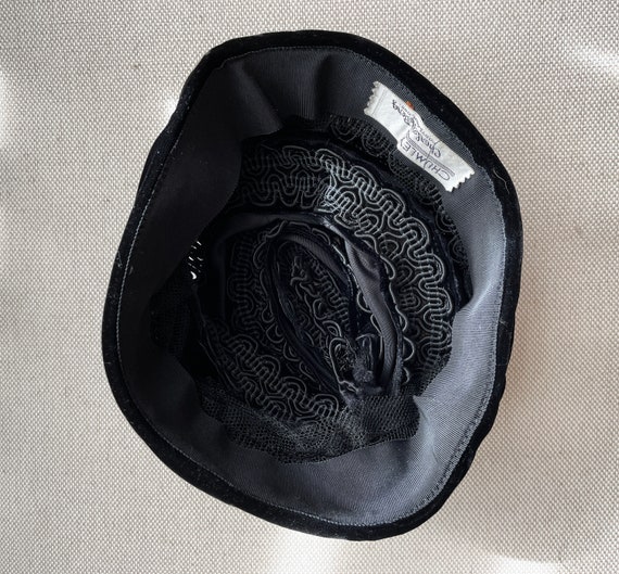Vintage 1940s Black Velvet and Cord Spiral Hat by… - image 6