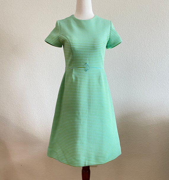 Vintage 1960s Gay Gibson Striped Lime & Turquoise… - image 1