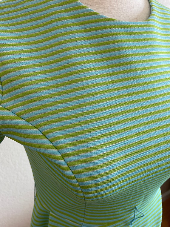 Vintage 1960s Gay Gibson Striped Lime & Turquoise… - image 5