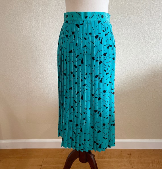 Vintage 1980s Deadstock Teal and Black Pleated Ski