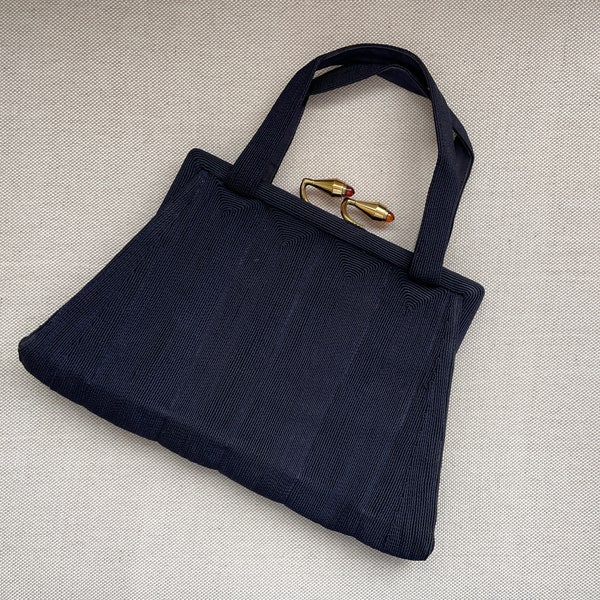 Vintage 1940s Dark Navy Corde Purse