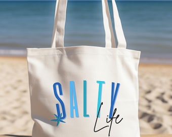Salty Life Tote, Amantes de la playa, Bolsa de playa, bolsa de compras reutilizable, bolsa de verano, bolsa de playa de viaje para niñas, Bolsa de arena salada, Tote de verano