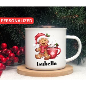 Kids Personalized Mug, Gingerbread Christmas Mug, Unbreakable Christmas Mug, Custom Hot Chocolate Mug for Kids, Stocking Stuffer, kids gift