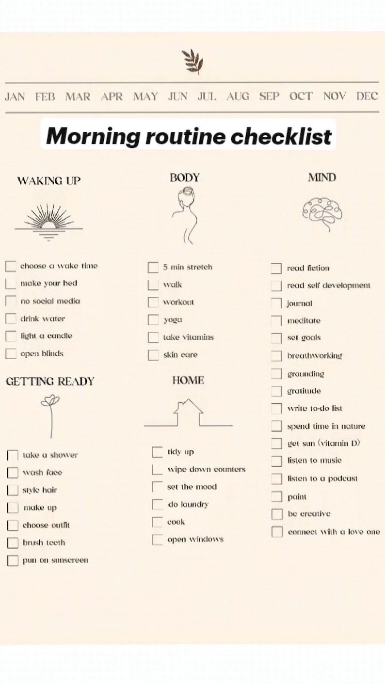 Morning Routine Checklist - Etsy