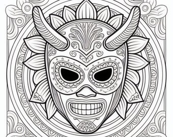Libro para colorear de Lucha Libre: Máscaras de lucha libre mexicana (5 páginas)