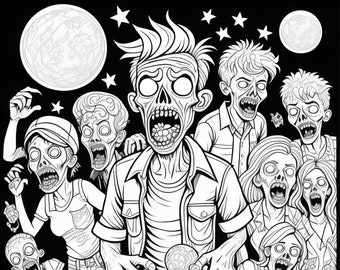 Libro para colorear de zombis: Fantasía de terror, muertos vivientes (5 páginas)