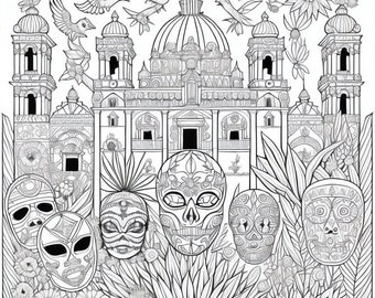 Mexican Lucha Libre Masks Coloring Book, Fantasy Art (PDF)