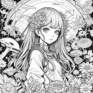 Alien Flowers Coloring Book 5 Pages coloring book fantasy Kaiju coloring book Adult coloring books