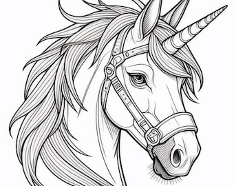 Dibujos para colorear de unicornios, mandala de cuento de hadas (PDF)
