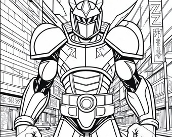 Libro para colorear Tokusatsu: Guerrero de metal, arte fantástico