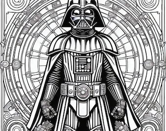 Libro para colorear de Star Wars Galaxy, Darth Vader y Space, 5 páginas, libro para colorear de fantasía para adultos.