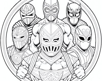 Libro para colorear de Lucha Libre, Arte Fantástico de Luchadores Mexicanos (5 páginas)