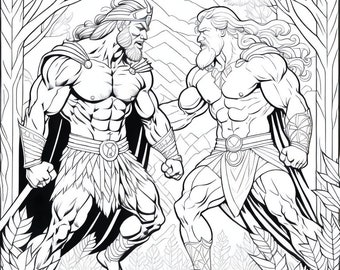 Libro para colorear: La lucha de los dioses: Thor contra Hércules (Libro para colorear para adultos)