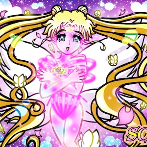 Magical Moon Girl 2024 Moonlight Angel Transformation 8x10 in Digital Art Files