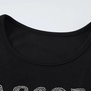 ABCDE F U haut court brodé à dos nageur pour femme, débardeur sans manches style Y2K pour femme, t-shirt décontracté sans manches pour femme image 6