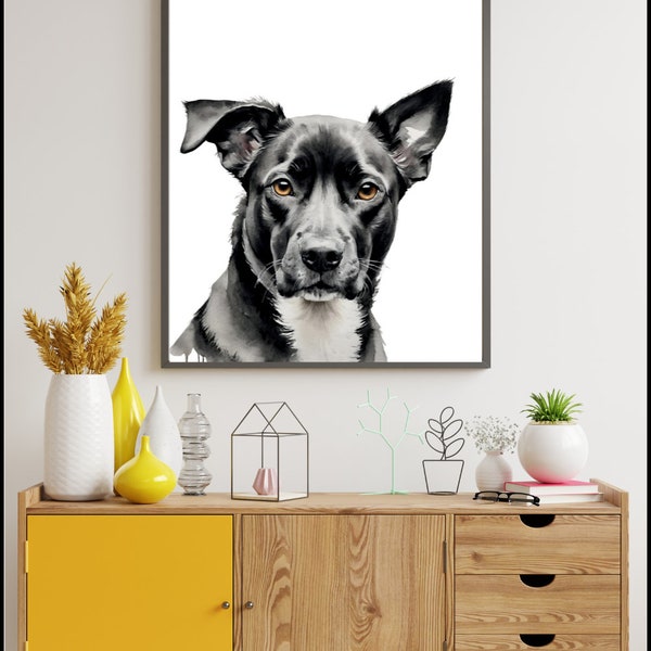 Pet portrait, Vintage dog painting, dog portrait, puppies image, Downloadable prints, Wall art, Digital works, Digital downloads, room decor