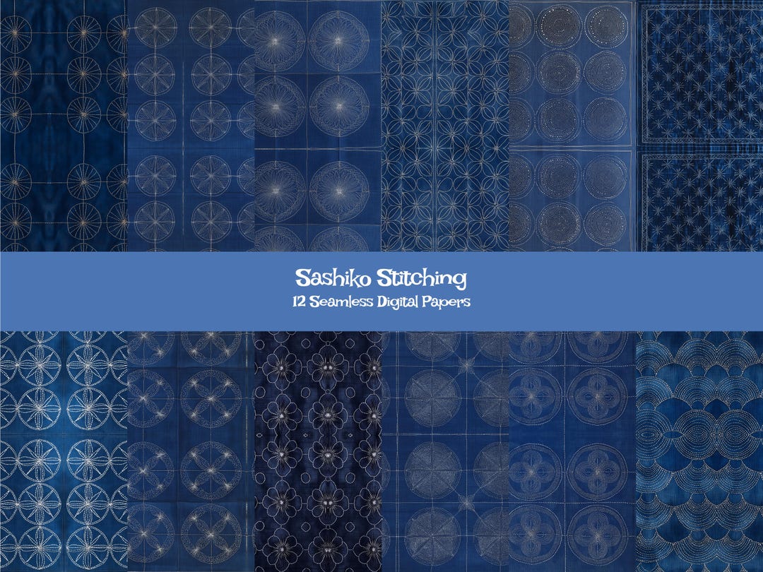 Japanese Sashiko Stitching Pattern Seamless Digital Papers Printable Scrapbook Paper Instant ...