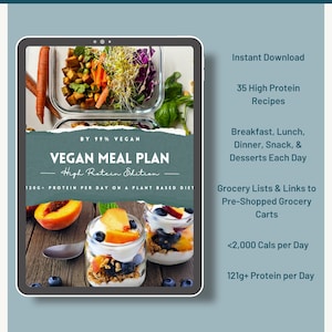 Tasty Vegan Meal Plan | High Protein Nutrition for Muscle Gain | 7-Day Menu | &lt;2000 Calories | 121+g Protein | Gluten Free Options