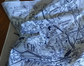 Bath Hankie screenprinted vintage map of Bath Handkerchief