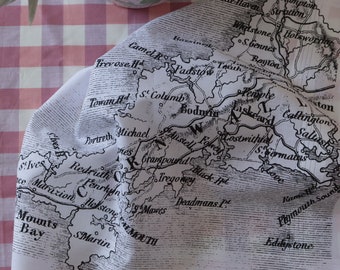 Cornwall Hankie printed vintage map Handkerchief