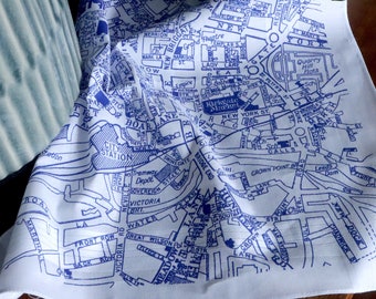 Leeds Hankie screenprinted vintage map handkerchief